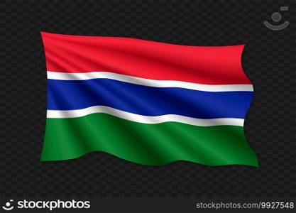 3D Waving Flag of Gambia. Vector illustration. 3D Waving Flag