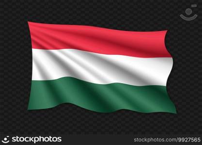 3D Waving Flag of Hungary. Vector illustration. 3D Waving Flag