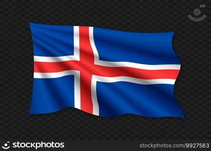 3D Waving Flag of Iceland. Vector illustration. 3D Waving Flag