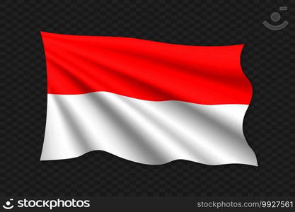 3D Waving Flag of Indonesia. Vector illustration. 3D Waving Flag