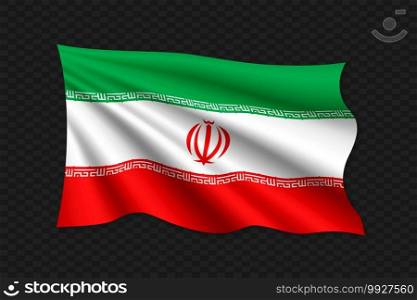 3D Waving Flag of Iran. Vector illustration. 3D Waving Flag