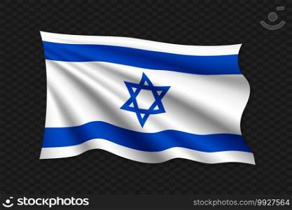 3D Waving Flag of Israel. Vector illustration. 3D Waving Flag