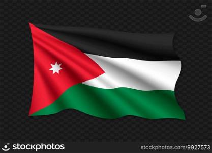3D Waving Flag of Jordan. Vector illustration. 3D Waving Flag