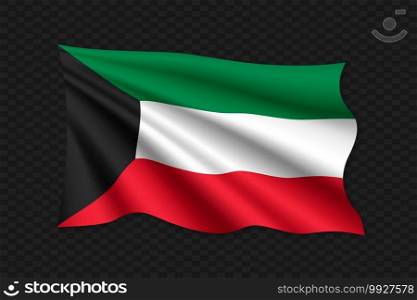 3D Waving Flag of Kuwait. Vector illustration. 3D Waving Flag