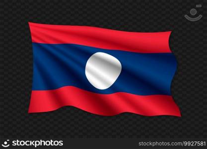 3D Waving Flag of Laos. Vector illustration. 3D Waving Flag