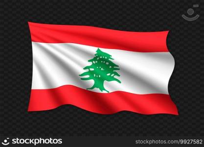 3D Waving Flag of Lebanon. Vector illustration. 3D Waving Flag