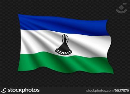 3D Waving Flag of Lesotho. Vector illustration. 3D Waving Flag