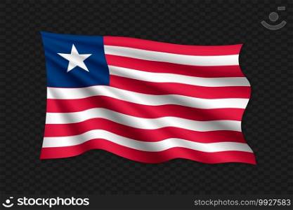 3D Waving Flag of Liberia. Vector illustration. 3D Waving Flag