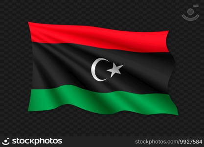 3D Waving Flag of Libya. Vector illustration. 3D Waving Flag