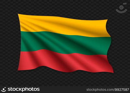 3D Waving Flag of Lithuania. Vector illustration. 3D Waving Flag