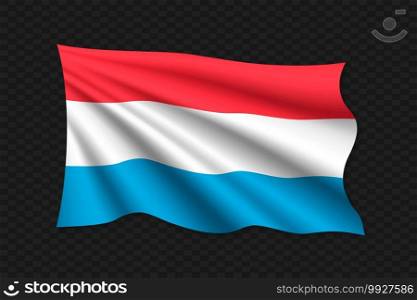 3D Waving Flag of Luxembourg. Vector illustration. 3D Waving Flag