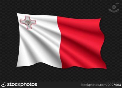 3D Waving Flag of Malta. Vector illustration. 3D Waving Flag