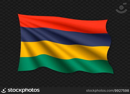 3D Waving Flag of Mauritius. Vector illustration. 3D Waving Flag