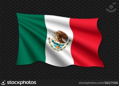 3D Waving Flag of Mexico. Vector illustration. 3D Waving Flag
