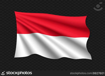 3D Waving Flag of Monaco. Vector illustration. 3D Waving Flag