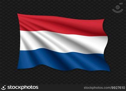 3D Waving Flag of Netherlands. Vector illustration. 3D Waving Flag