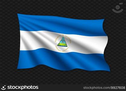 3D Waving Flag of Nicaragua. Vector illustration. 3D Waving Flag