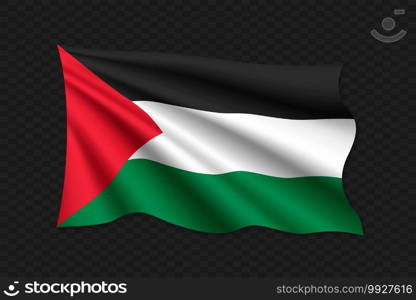 3D Waving Flag of Palestine. Vector illustration. 3D Waving Flag