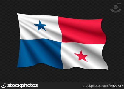 3D Waving Flag of Panama. Vector illustration. 3D Waving Flag