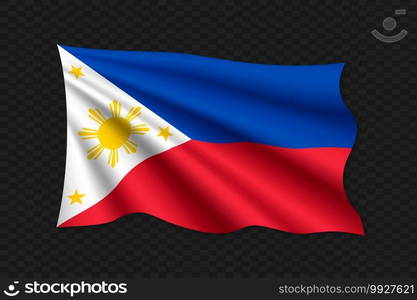 3D Waving Flag of Philippines. Vector illustration. 3D Waving Flag