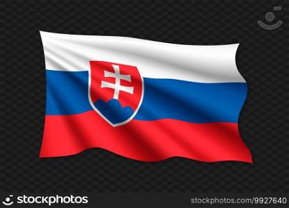 3D Waving Flag of Slovakia. Vector illustration. 3D Waving Flag