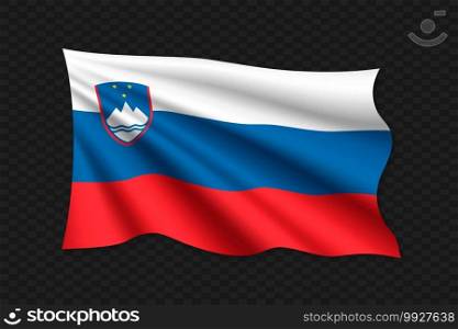3D Waving Flag of Slovenia. Vector illustration. 3D Waving Flag
