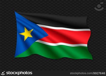 3D Waving Flag of South Sudan. Vector illustration. 3D Waving Flag