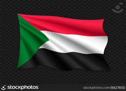 3D Waving Flag of Sudan. Vector illustration. 3D Waving Flag
