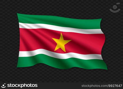 3D Waving Flag of Suriname. Vector illustration. 3D Waving Flag