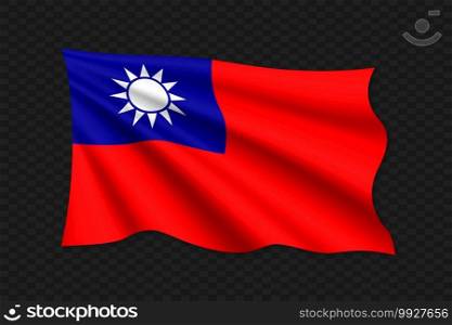 3D Waving Flag of Taiwan. Vector illustration. 3D Waving Flag