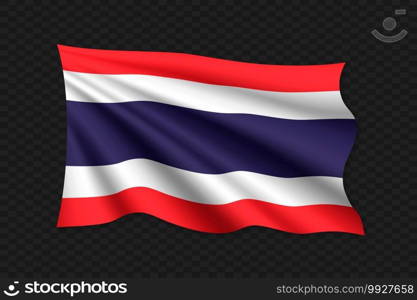 3D Waving Flag of Thailand. Vector illustration. 3D Waving Flag