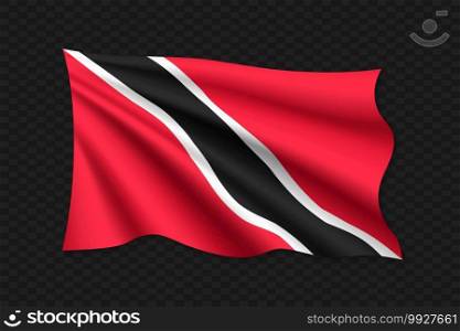 3D Waving Flag of Trinidad and Tobago. Vector illustration. 3D Waving Flag