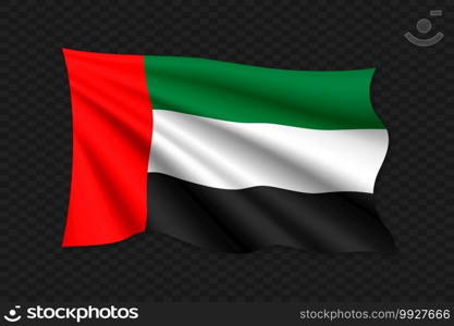 3D Waving Flag of United Arab Emirates. Vector illustration. 3D Waving Flag