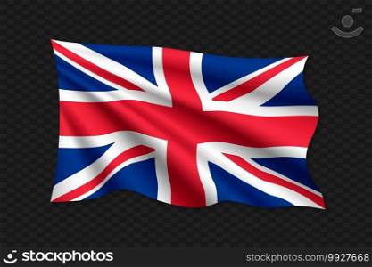 3D Waving Flag of United Kingdom. Vector illustration. 3D Waving Flag