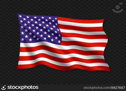 3D Waving Flag of United States. Vector illustration. 3D Waving Flag