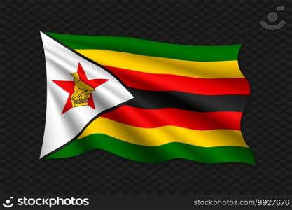 3D Waving Flag of Zimbabwe. Vector illustration. 3D Waving Flag