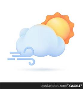 3D weather forecast icons Summer sun with bright sunlight Hot weather. 3d illustration.