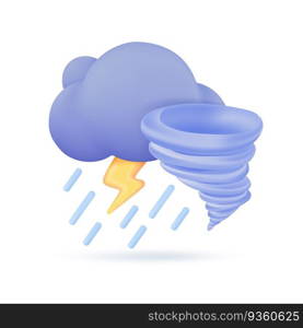 3D weather forecast icons Thunderstorms and whirlwinds Stormy weather. 3d illustration