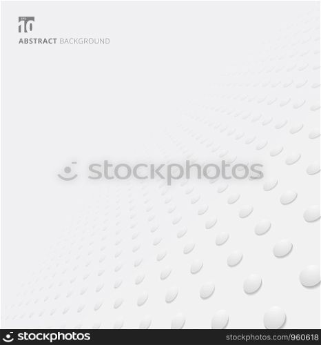 3D White circles seamless pattern perspective background and texture. Gray polka dot with shadow. Vector illustration