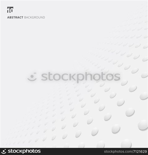 3D White circles seamless pattern perspective background and texture with space for your text. Gray polka dot with shadow. Vector illustration