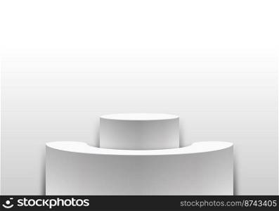 3D white podium stand tribune speech Isolated on clean background. Product display presentation mockup. Vector illustration