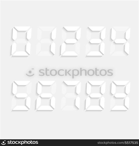 3d White Vector Numbers Set