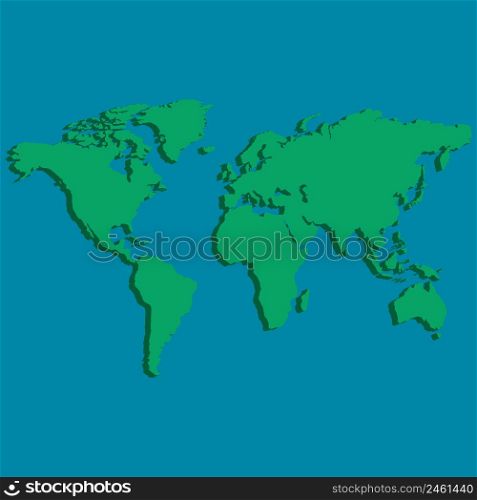3D world map earth, factom 3D, green land, blue ocean