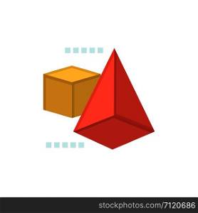 3dModel, 3d, Box, Triangle Flat Color Icon. Vector icon banner Template