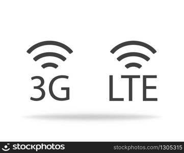 3G and LTE signal level. Strenght of network connection. Vector EPS 10