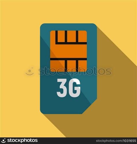 3g sim card icon. Flat illustration of 3g sim card vector icon for web design. 3g sim card icon, flat style