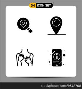 4 Black Icon Pack Glyph Symbols Signs for Responsive designs on white background. 4 Icons Set.. Creative Black Icon vector background