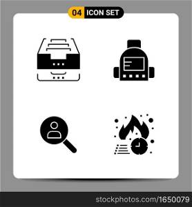 4 Black Icon Pack Glyph Symbols Signs for Responsive designs on white background. 4 Icons Set.. Creative Black Icon vector background