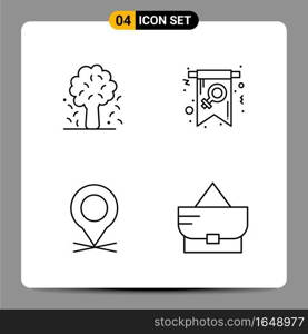 4 Black Icon Pack Outline Symbols Signs for Responsive designs on white background. 4 Icons Set.. Creative Black Icon vector background