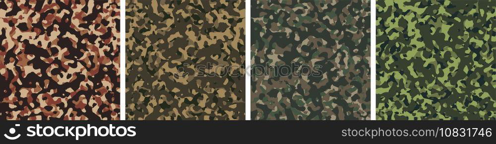 4 Camouflage Background Set Pattern Design Vector